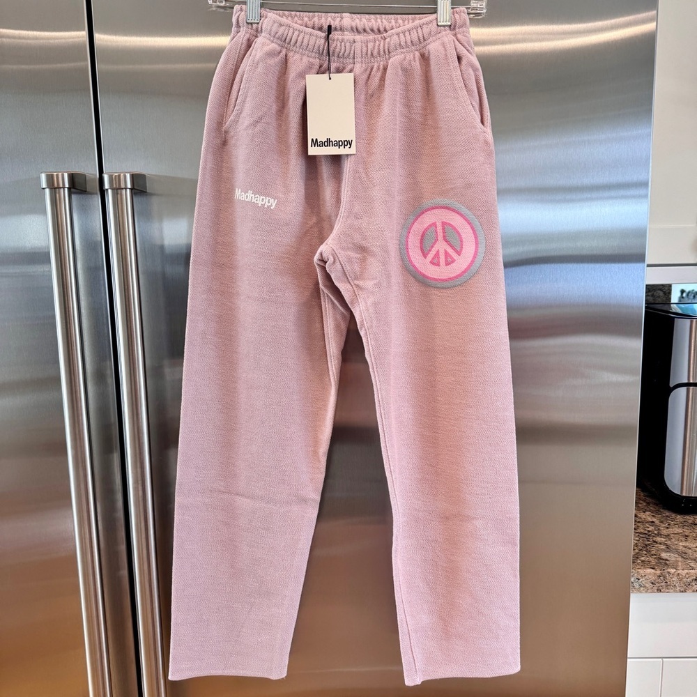 NWT MadHappy Universal Sweatpants Bubblegum Light Dusty Pink Unisex Peace Sign